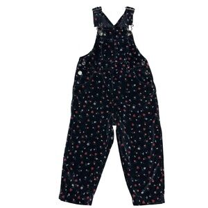 Vintage Cherokee Floral And Heart Velvet Overalls